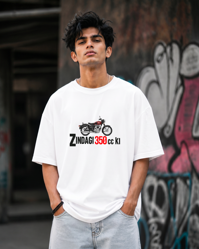 Zindagi 350cc Ki Graphic Unisex Oversized Classic T-Shirt
