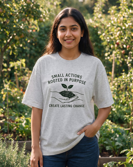 Small Actions Rooted in Purpose Oversized Women's Classic T-Shirt