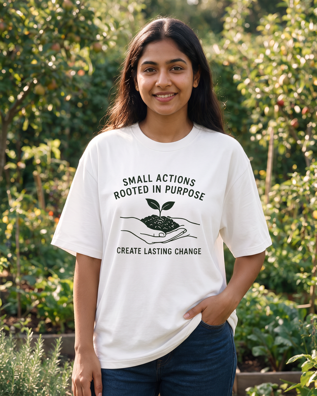 Small Actions Rooted in Purpose Oversized Women's Classic T-Shirt