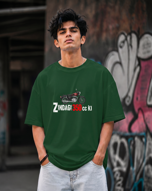 Zindagi 350cc Ki Print Unisex Oversized Classic T-Shirt