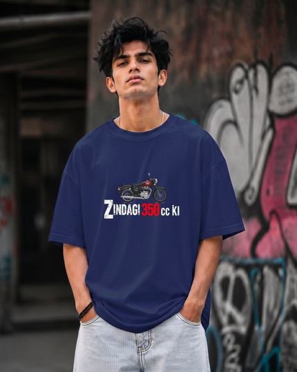 Zindagi 350cc Ki Print Unisex Oversized Classic T-Shirt
