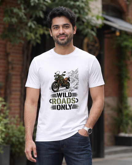 Wild Roads Motorcycle Graphic Classic Crew T-Shirt
