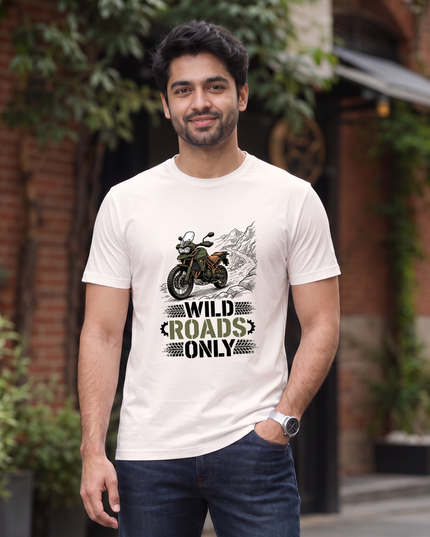 Wild Roads Motorcycle Graphic Classic Crew T-Shirt