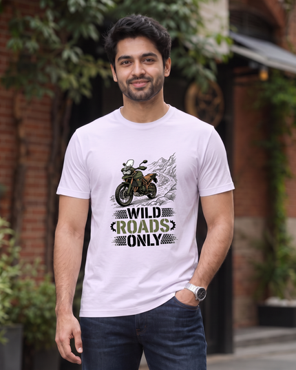 Wild Roads Motorcycle Graphic Classic Crew T-Shirt