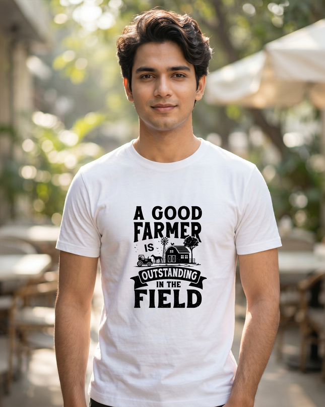 A Good Farmer Is Outstanding in the Field Print Classic Crew T-Shirt