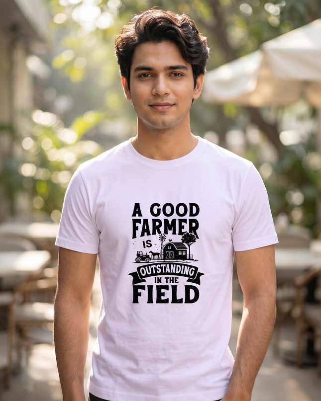 A Good Farmer Is Outstanding in the Field Print Classic Crew T-Shirt