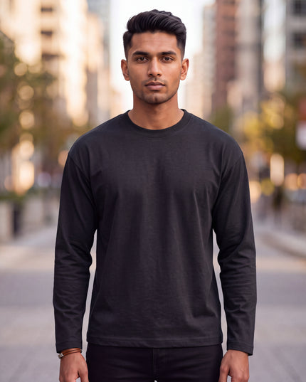 Classic Black Men's Full Sleeve T-Shirt