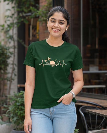 Sunset Heartbeat Graphic Unisex Classic Crew T-Shirt