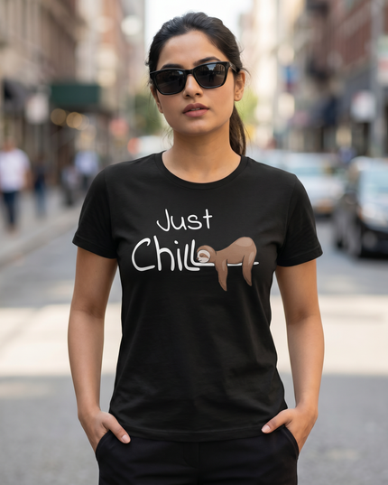 Just Chill Sloth Printed Unisex Classic Crew T-Shirt