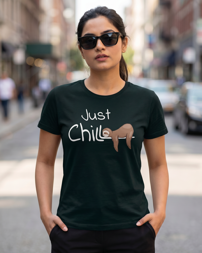 Just Chill Sloth Printed Unisex Classic Crew T-Shirt