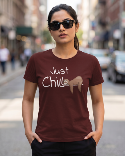 Just Chill Sloth Printed Unisex Classic Crew T-Shirt