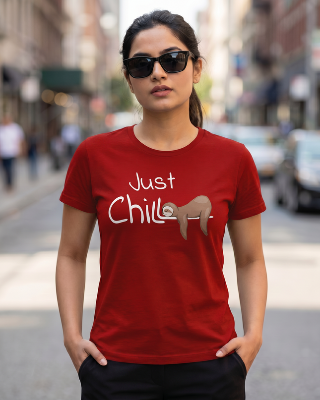 Just Chill Sloth Printed Unisex Classic Crew T-Shirt
