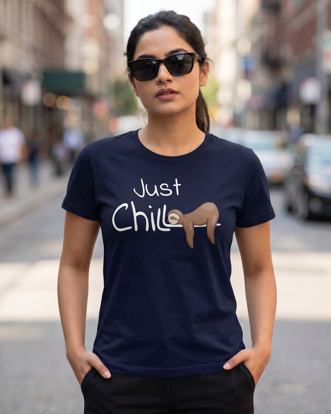 Just Chill Sloth Printed Unisex Classic Crew T-Shirt