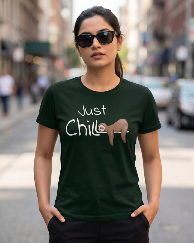 Just Chill Sloth Printed Unisex Classic Crew T-Shirt