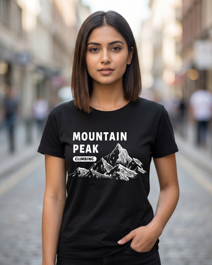 Mountain Peak Climbing Printed Unisex Classic Crew T-Shirt