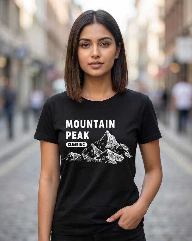 Mountain Peak Climbing Printed Unisex Classic Crew T-Shirt