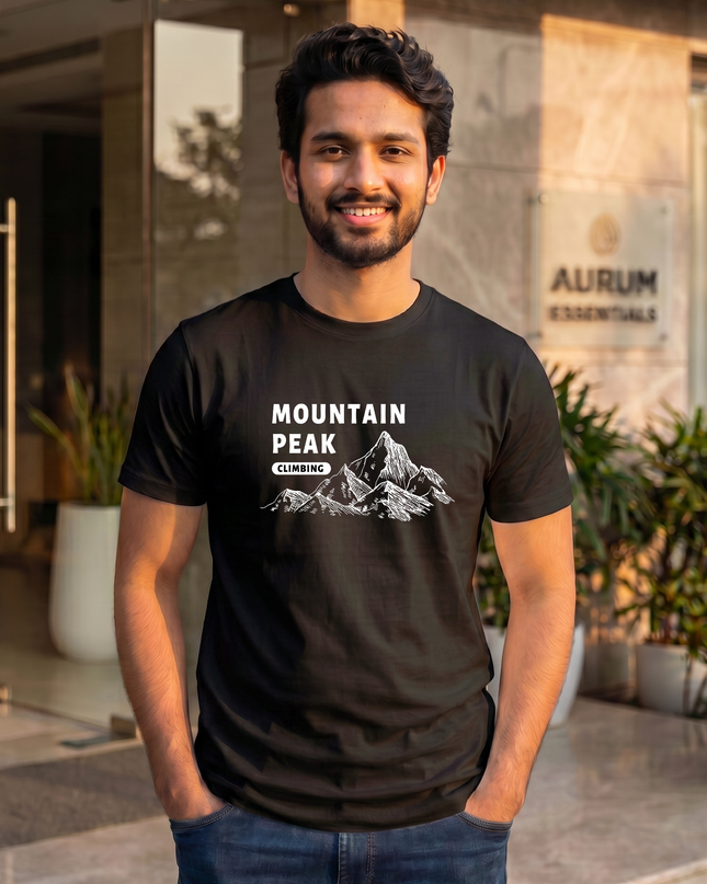 Mountain Peak Stylish Men's Classic Crew T-Shirt