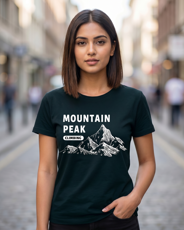 Mountain Peak Climbing Printed Unisex Classic Crew T-Shirt