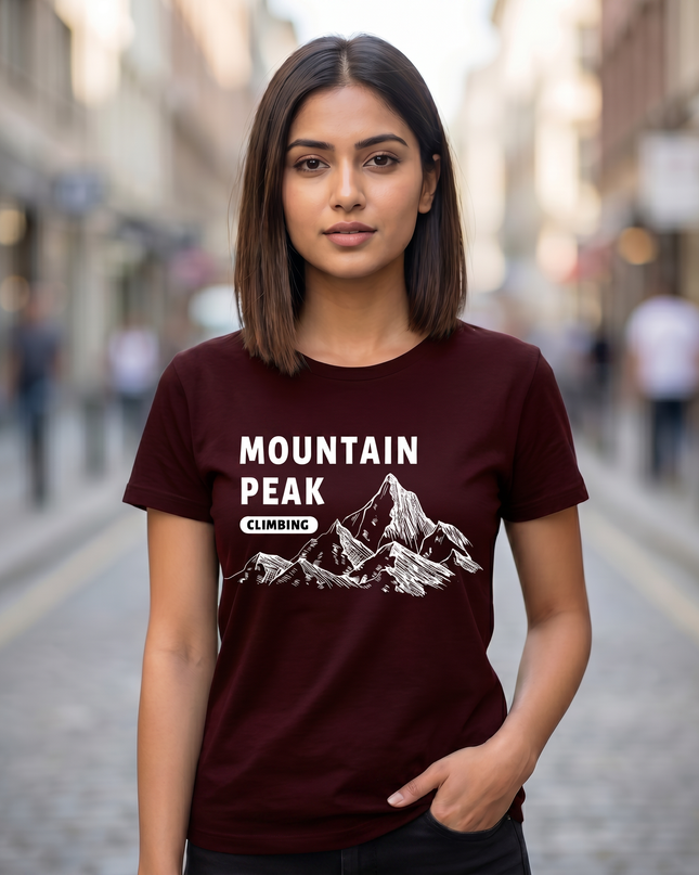Mountain Peak Climbing Printed Unisex Classic Crew T-Shirt