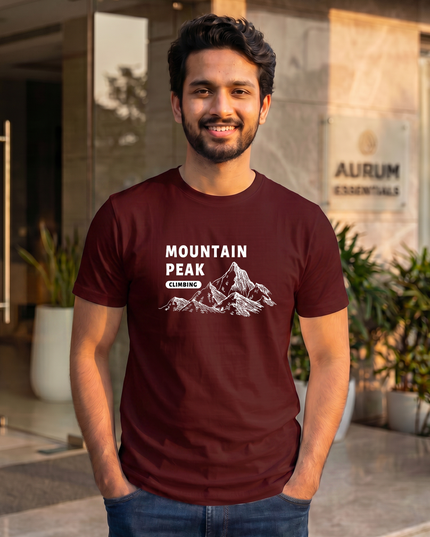Mountain Peak Stylish Men's Classic Crew T-Shirt