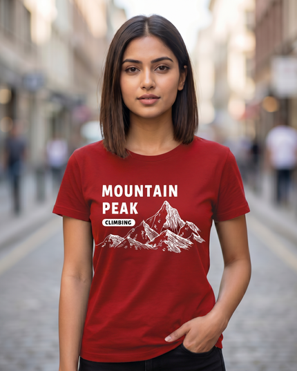 Mountain Peak Climbing Printed Unisex Classic Crew T-Shirt