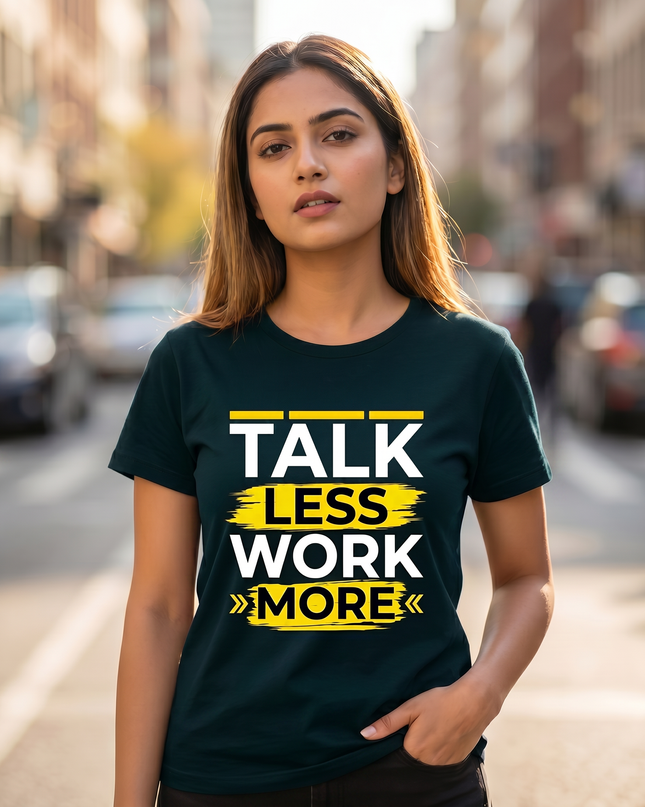 Talk Less Work More Motivational Graphic Unisex Classic Crew T-Shirt