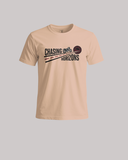 Chasing Horizons Minimal Motorcycle Graphic Unisex Classic Crew T-Shirt