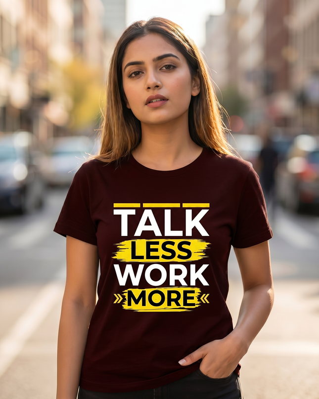 Talk Less Work More Motivational Graphic Unisex Classic Crew T-Shirt