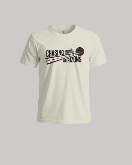 Chasing Horizons Minimal Motorcycle Graphic Unisex Classic Crew T-Shirt
