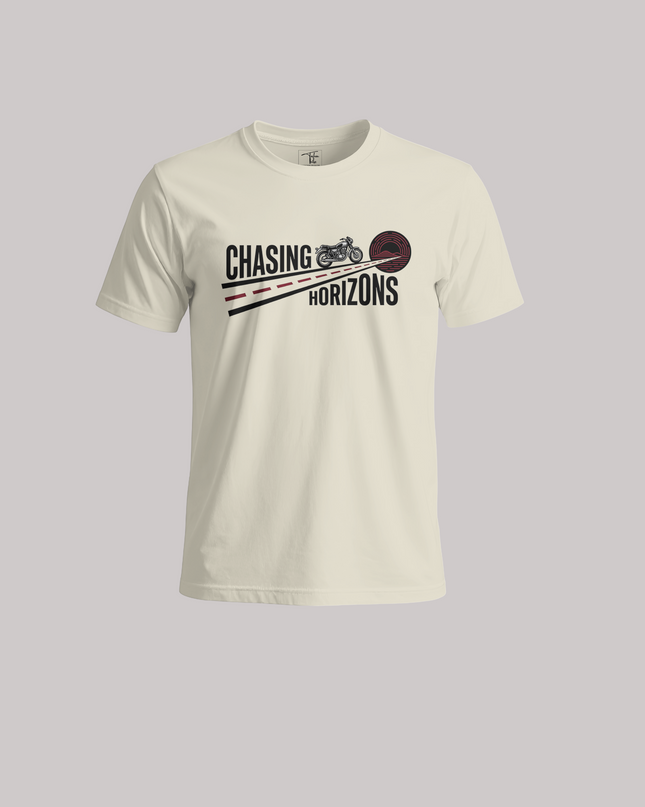 Chasing Horizons Minimal Motorcycle Graphic Unisex Classic Crew T-Shirt
