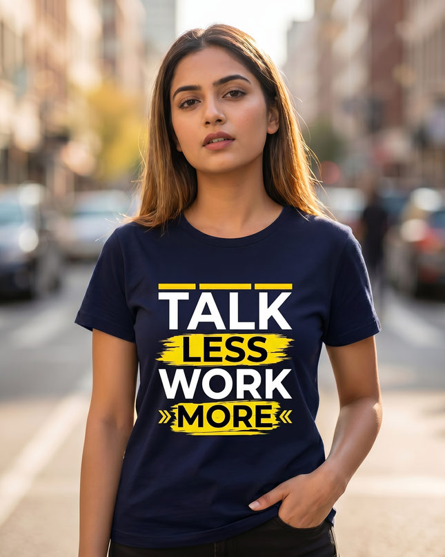 Talk Less Work More Motivational Graphic Unisex Classic Crew T-Shirt