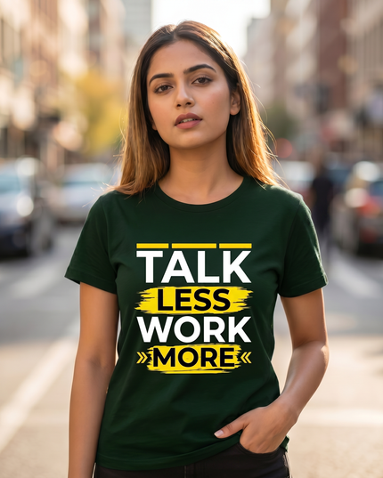 Talk Less Work More Motivational Graphic Unisex Classic Crew T-Shirt
