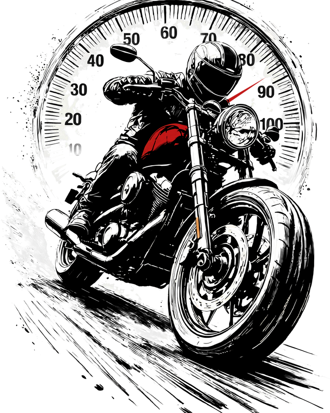 Speedometer Rider Motorcycle Graphic Unisex Classic Crew T-Shirt