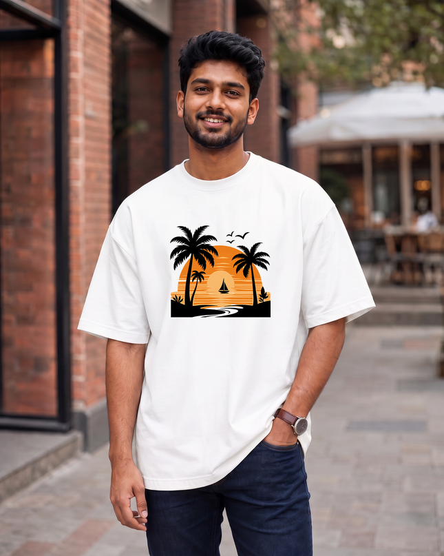 Tropical Sunset Men's Oversized Classic T-Shirt