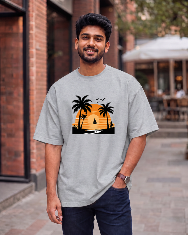 Tropical Sunset Men's Oversized Classic T-Shirt
