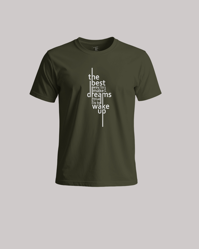 Wake Up Dreams Typography Graphic Unisex Classic Crew T-Shirt