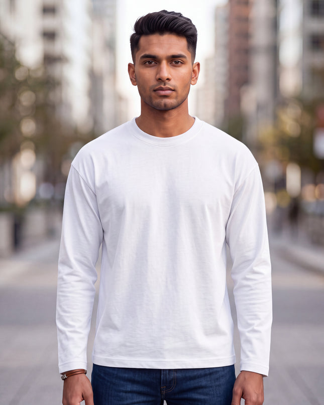 Classic White Men's Full Sleeve T-Shirt