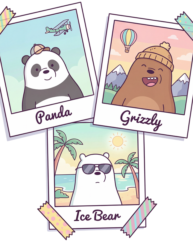 Cute Cartoon Bears Graphic Women's Classic T-Shirt