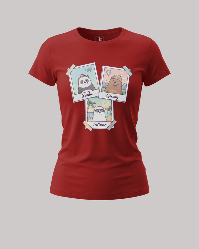 Cute Trio Bear Graphic Cotton Women's Classic T-Shirt