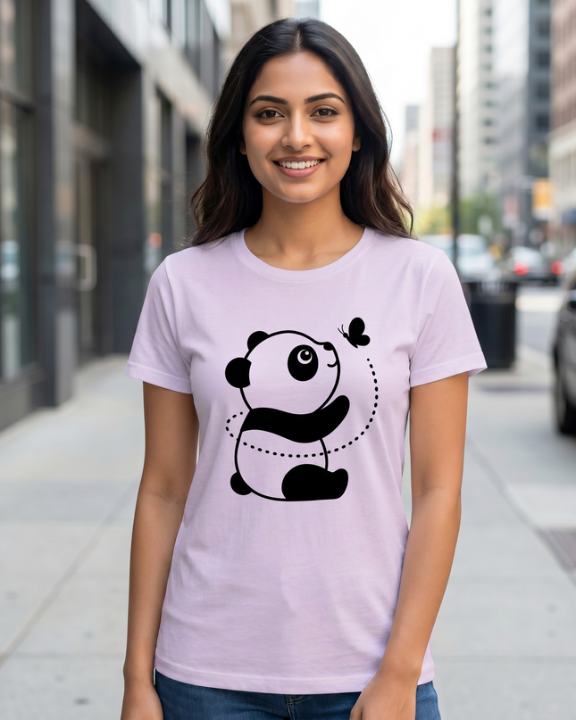 Panda and Butterfly Unisex Classic Crew T-Shirt