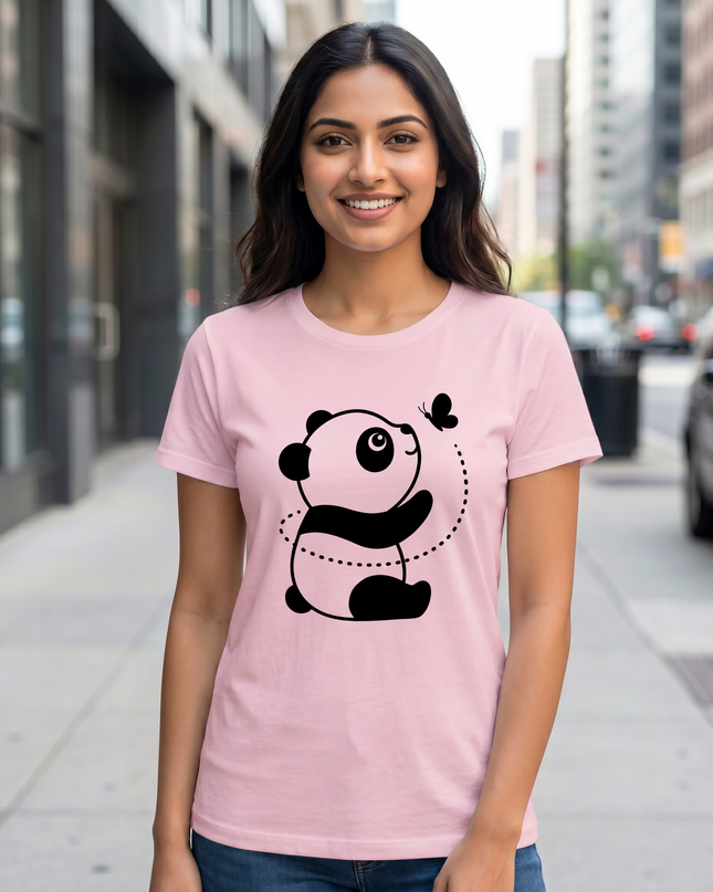 Panda and Butterfly Unisex Classic Crew T-Shirt