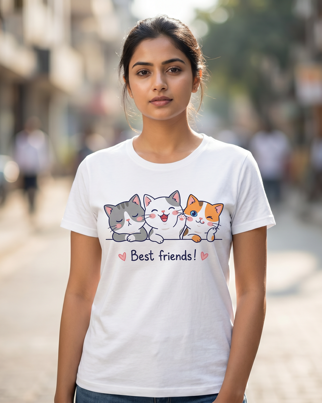 Best Friends Cats Unisex Classic Crew T-Shirt