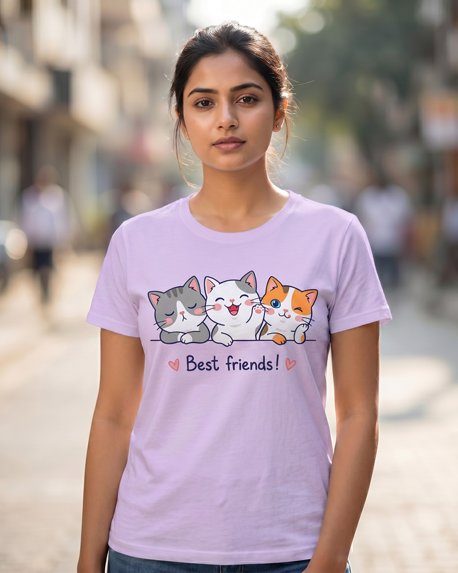 Best Friends Cats Unisex Classic Crew T-Shirt