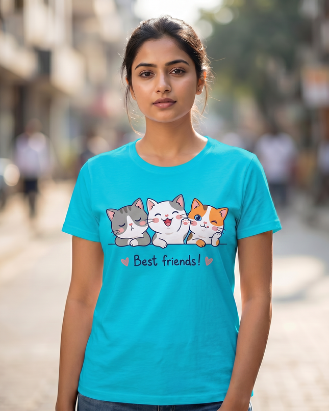 Best Friends Cats Unisex Classic Crew T-Shirt
