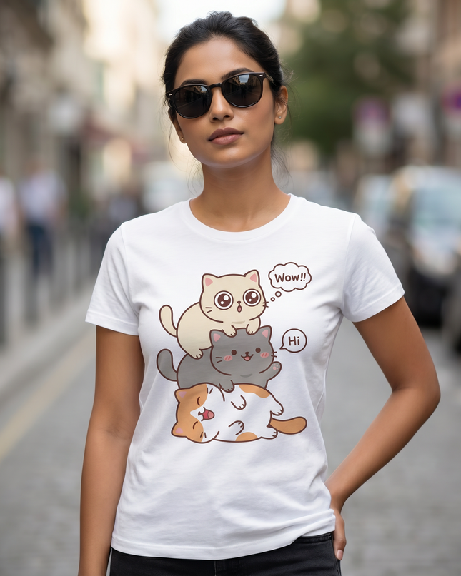 Stacked Cats Unisex Classic Crew T-Shirt
