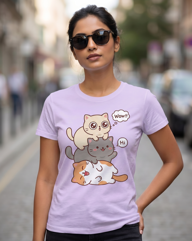 Stacked Cats Unisex Classic Crew T-Shirt