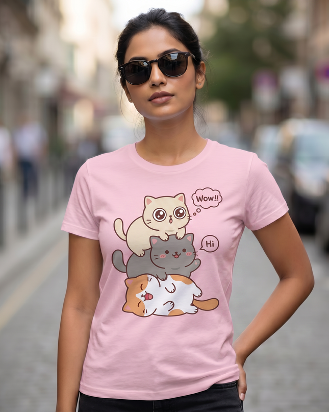 Stacked Cats Unisex Classic Crew T-Shirt