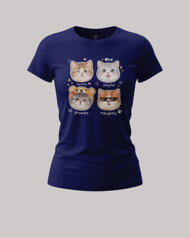 Lovely Playful Grumpy Naughty Cats Graphic Women's Classic T-Shirt