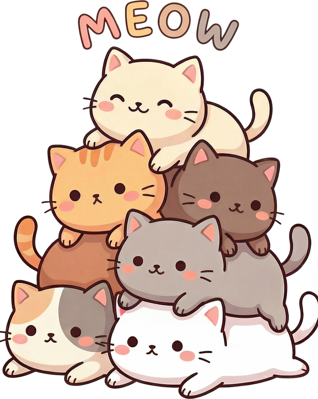 Meow Stacked Cats Unisex Classic Crew T-Shirt