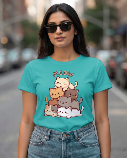 Meow Stacked Cats Unisex Classic Crew T-Shirt